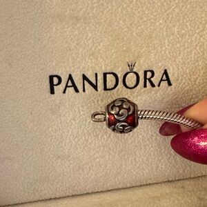 Pandora Red Enamel Silver Charm